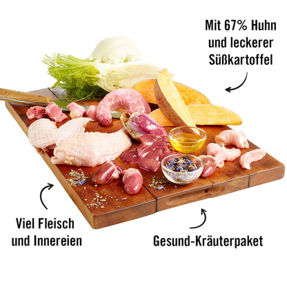 Fein gemacht! – Welpen Nassfutter mit Huhn & Süßkartoffel