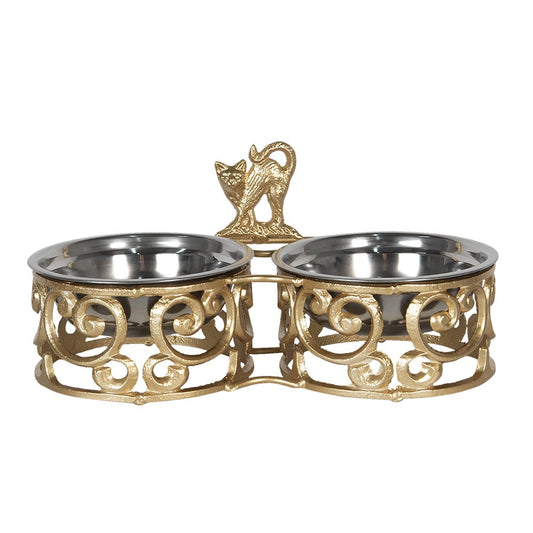 Doppelnapf aus Eisen im Vintage-Stil